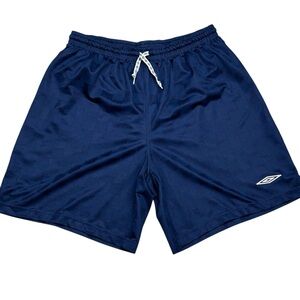 Umbro navy blue check cinch waist net lined swim activewear athletic shorts L
